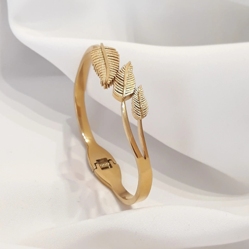 Jonc Triple Pulsera de oro para mujeres en acero inoxidable Doré Minimalist