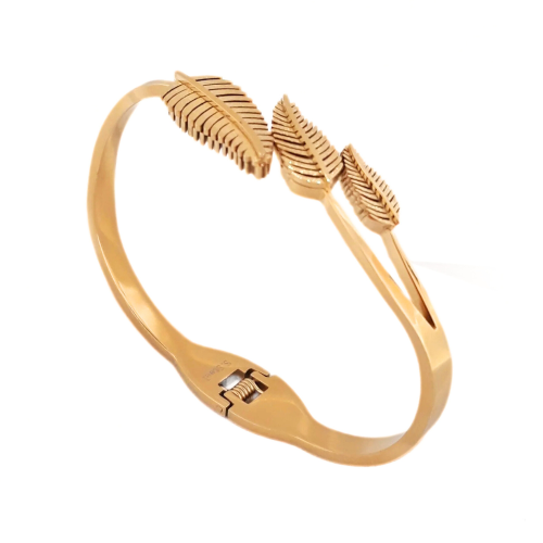 Jonc Gold Sheets Bracelet for Women in Stainless Steel Doré Minimalist