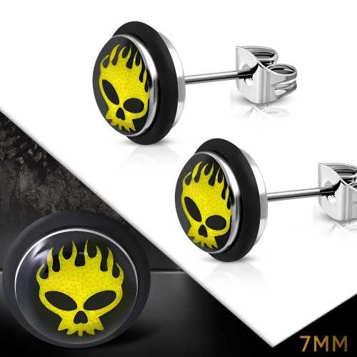 PAIRE BOUCLES D'OREILLES POUR HOMME ADO TIGE FERMOIR ACIER RONDE ZIRCON DIAMS SWAROVSKI BLANC 5mm NEUF