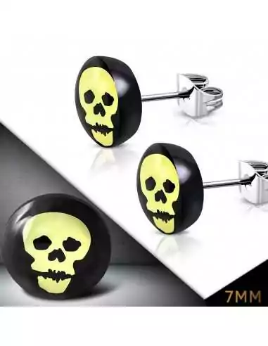 Paar Biker-Totenkopf-Ohrringe aus Stahl für Herren