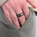Bague pour Homme Acier Noire Alphabet Runique Viking Nordique Futhark Mythologique
