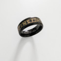 Anello anello Uomini Nero Acciaio Alfabeto Runique Viking Nordic Futhark Personalizzato Mitologico
