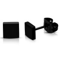 Paire de boucles d'oreilles homme femme acier noire clou carré 3mm