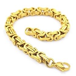 Men's bracelet gold plated Byzantine mesh bling rapper 23cm 9mm