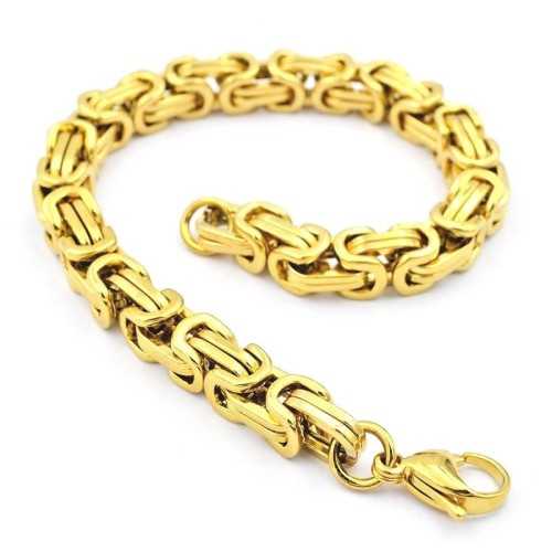 Bracciale rapper da uomo placcato oro con maglia bizantina bling 23 cm 9 mm