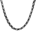 Chaine Homme Maille Byzantine en Acier Noir Bicolore Bling-Bling - Diamètre au Choix