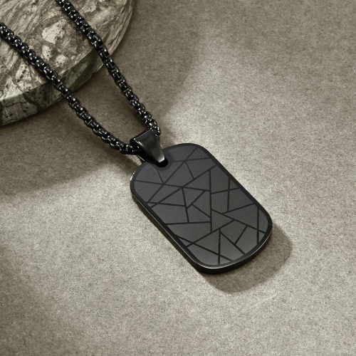 Collar Hombres Placa Colgante Militar Original Acero inoxidable Negro Patrón Negro Características