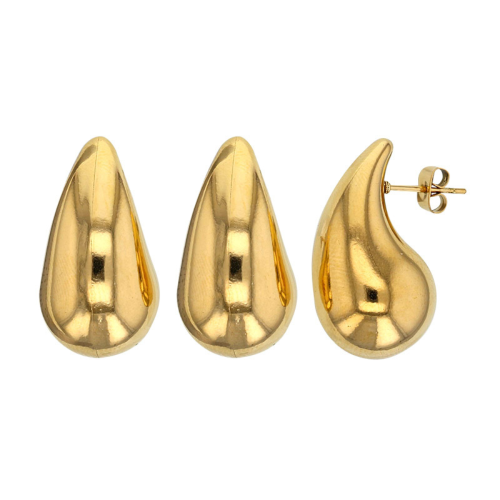 Ohrringe in Form von Frauen Wassertropfen in Edelstahl Gold Gold Feinverschluss Schmetterling