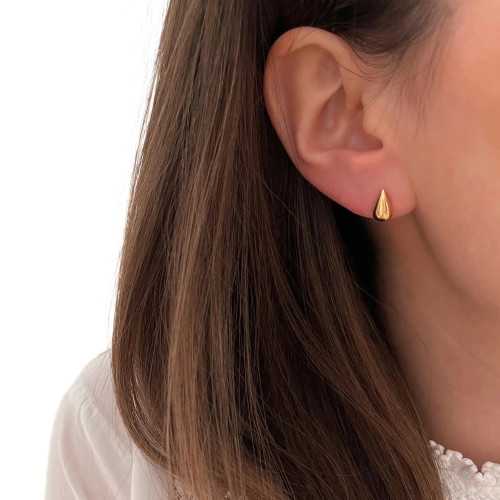 Mini Boucles d'Oreilles Goutte d'Eau pour Petite Fille Ado Femme en Acier Inoxydable Or Fin Avec Fermoir Papillon