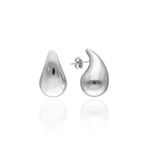 Mini pendientes gota de agua pequeña niña adolescente mujer de acero inoxidable de color plateado con cierre de mariposa