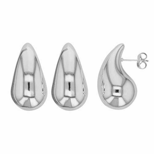 Mini Pendientes Gota de agua pequeña adolescente mujer de acero inoxidable plata con cierre de mariposa