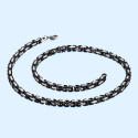 Männer Kette Silber und schwarz Bicolor Stahl Bling Byzantinische Strick 5mm 60cm