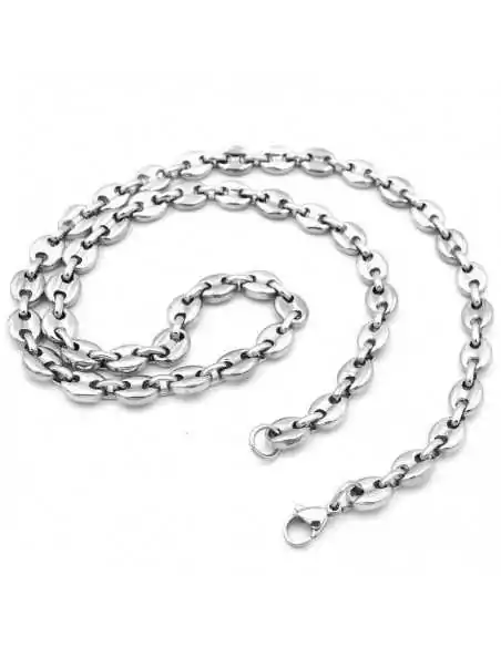Men's stainless steel necklace chain coffee bean seed 60cm 6mm