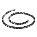 Chaine Homme Acier Bicolore Argent et Noire en Maille Byzantine Bling bling 5mm 60cm