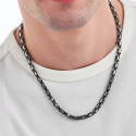 Chaine Homme Acier Bicolore Argent et Noire en Maille Byzantine Bling 5mm 60cm
