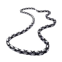 Männer Kette Edelstahl plattiert schwarz Byzantinische Mesh bling 5mm 59cm