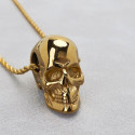 Men's Pendant Necklace in Skull Shape Gold Steel Death Head - Chain Included
