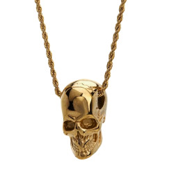 Collana Ciondolo da uomo in Teschio Forma Gold Death Head - Catena inclusa