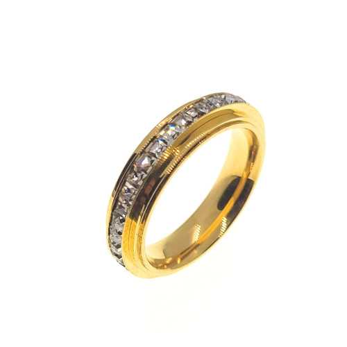 Alliance Women's Ring Gold Stainless Steel Rotary Crystal Serti - Anti-Stress Anxiety Ring