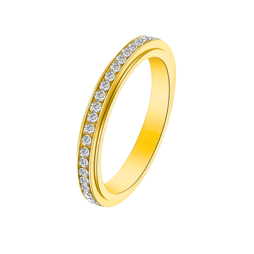 Alianza Anillo de Mujeres en Cristales Rotarios de Acero Oro - Anillo antiestrés 3mm