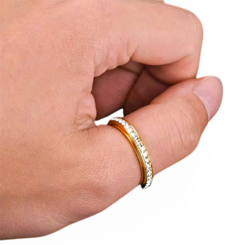 Alliance Ring for Women Stainless Steel Serti Rotary Crystals - Anti-Stress Ring 3mm