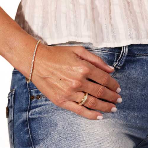 Alliance for Women Gold Steel Serti Rotary Crystals - Anti-Stress Anxiety Ring