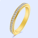Alliance Bague Femme en Acier doré or Fin Serti Cristaux Rotative - Anneau d'Anxiété Anti-Stress 3mm