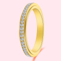Anello Alleanza Donna in acciaio oro Serti Rotary Crystals - Anello anti-Stress Anxiety 3mm