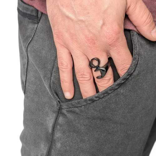 Anello per portachiavi misti misti in acciaio nero - anello meccanico originale