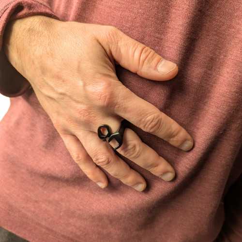 Anello misto misto misto piatto nero in acciaio nero per meccanico