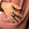 Anillo de llavero mezclado plano de acero negro original para mecánico