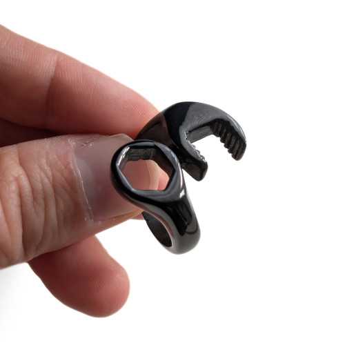 Anillo de llavero mezclado de acero negro en acero negro - Anillo original para Mechno
