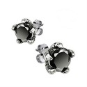COPPIA ORECCHINI DA UOMO TEEN EAGLE CLAW IN ACCIAIO E GOTHIC BLACK ZIRCON NEW 131
