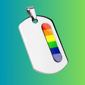 Collier Pendentif Femme Homme Acier Avec Drapeau Fierté LGBT - Plaque Militaire LGBT à Personnaliser