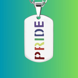 Ciondolo per donna e uomo, acciaio, gay pride, targhetta LGBT pride da incidere