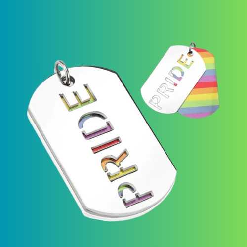 Collana maschile Doppi piatti militari Registrazione LGBT Prezzo personalizzato con catena cubana inclusa