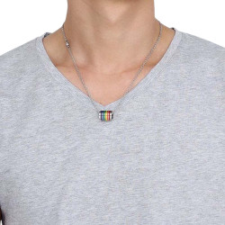 MEN'S PENDENT FEMALE STEEL CYLINDER COLOUR GAY PRIDE + 1 CHAIN