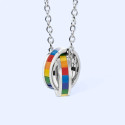 Collana con ciondolo a doppio anello arcobaleno LGBT Pride per donna e uomo, in acciaio, con simboli dell'unione gay, regalo di 