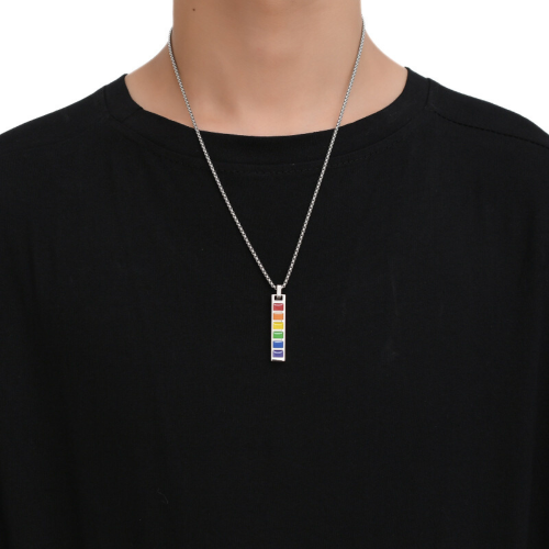 Colgante barra rectangular ranura - Colgante hombre gay collar