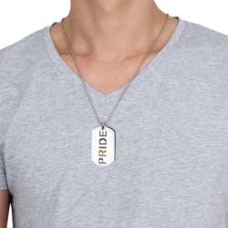 PENDENT FEMALE MEN STEEL PLACE DOUBLE GAY PRIDE + 1 NINE CHAIN