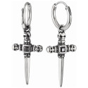 Men's Earrings With Sword Pendant Death Heads - Creoles Death Heads Stainless Steel
