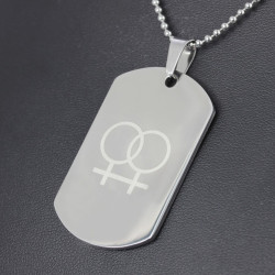 Pendant Military Identity Plate Symbol Lesbian Double Venus Union Women - Chain Included