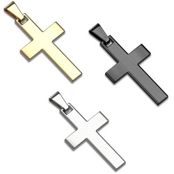 Men's Cross Pendant Necklace Steel to Customize : Color to choose Silver, Black, Gold