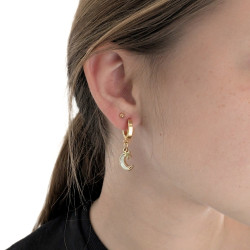 Pendientes Mujeres colgantes Moon Gold Steel - Colgante...
