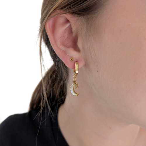 Pendientes Mujeres colgantes Moon Gold Steel -...