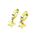 Pendientes de acero dorado con finos colgante de mariposa criolla