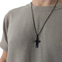 Collar de cruz para hombres de acero personalizado color negro