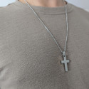 Collana croce uomo in acciaio personalizzato colore argento