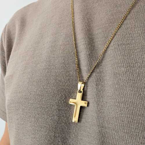 Men's Cross Necklace Steel Color Customized Gold