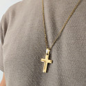 Men's Cross Necklace Steel Color Customized Gold